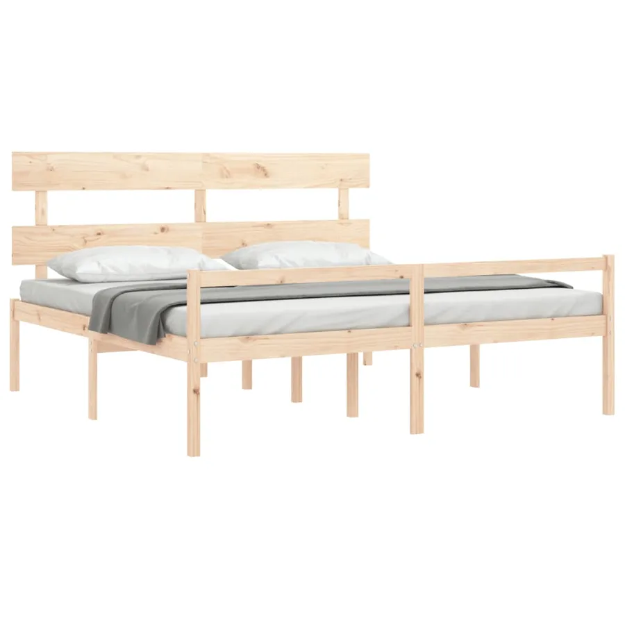 Lit pour personne âgée et tête de lit 200x200 cm bois massif - 4