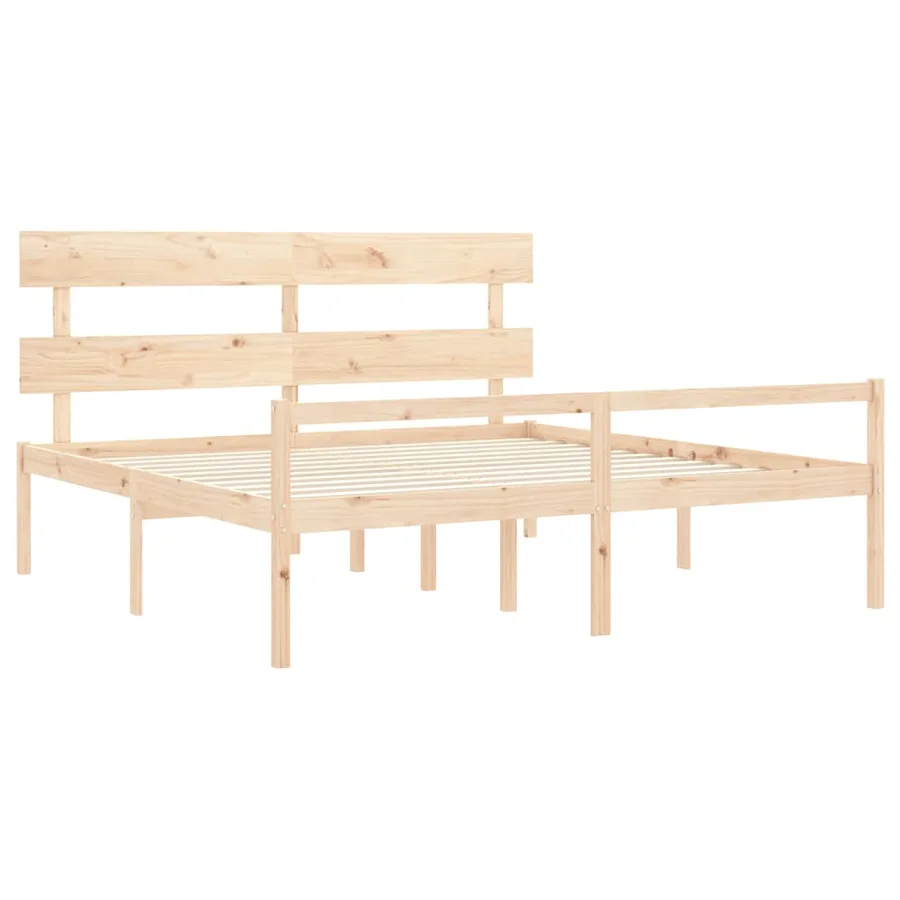 Lit pour personne âgée et tête de lit 200x200 cm bois massif - 5
