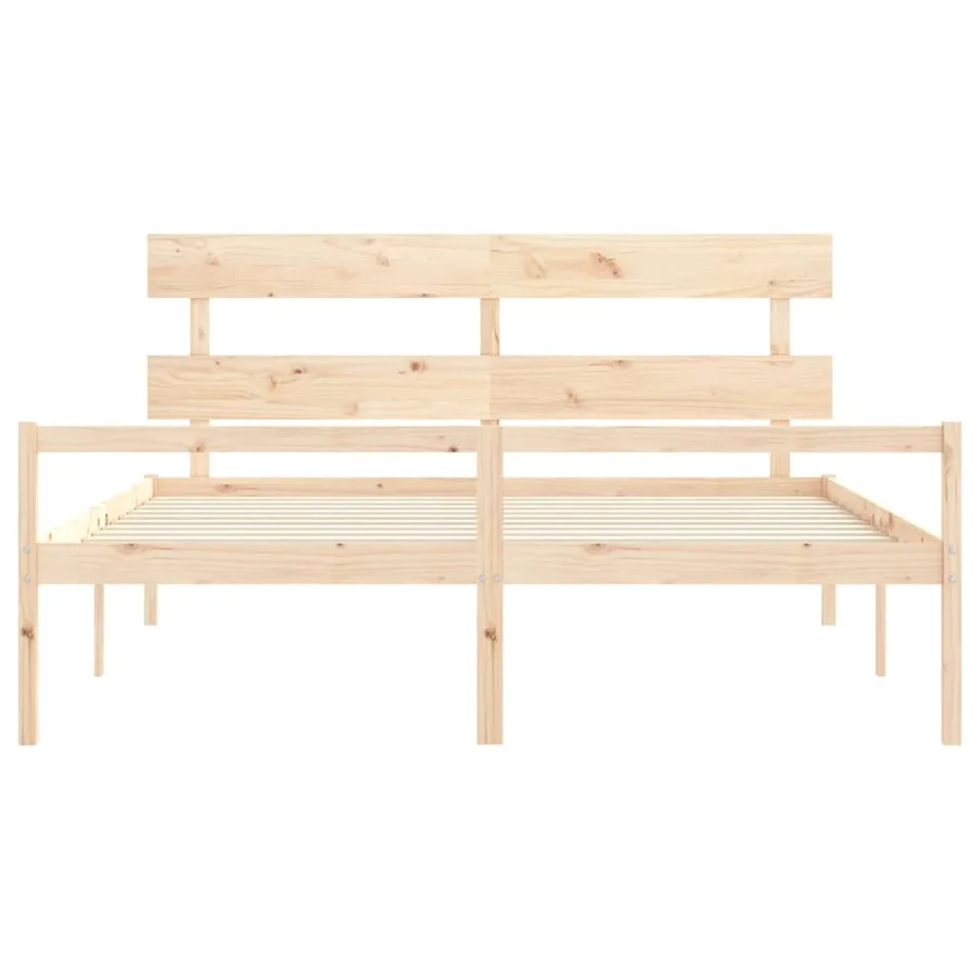 Lit pour personne âgée et tête de lit 200x200 cm bois massif - 6