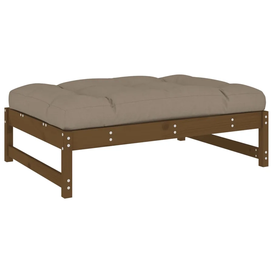 Salon de jardin 4 pcs avec coussins marron miel bois massif - 5