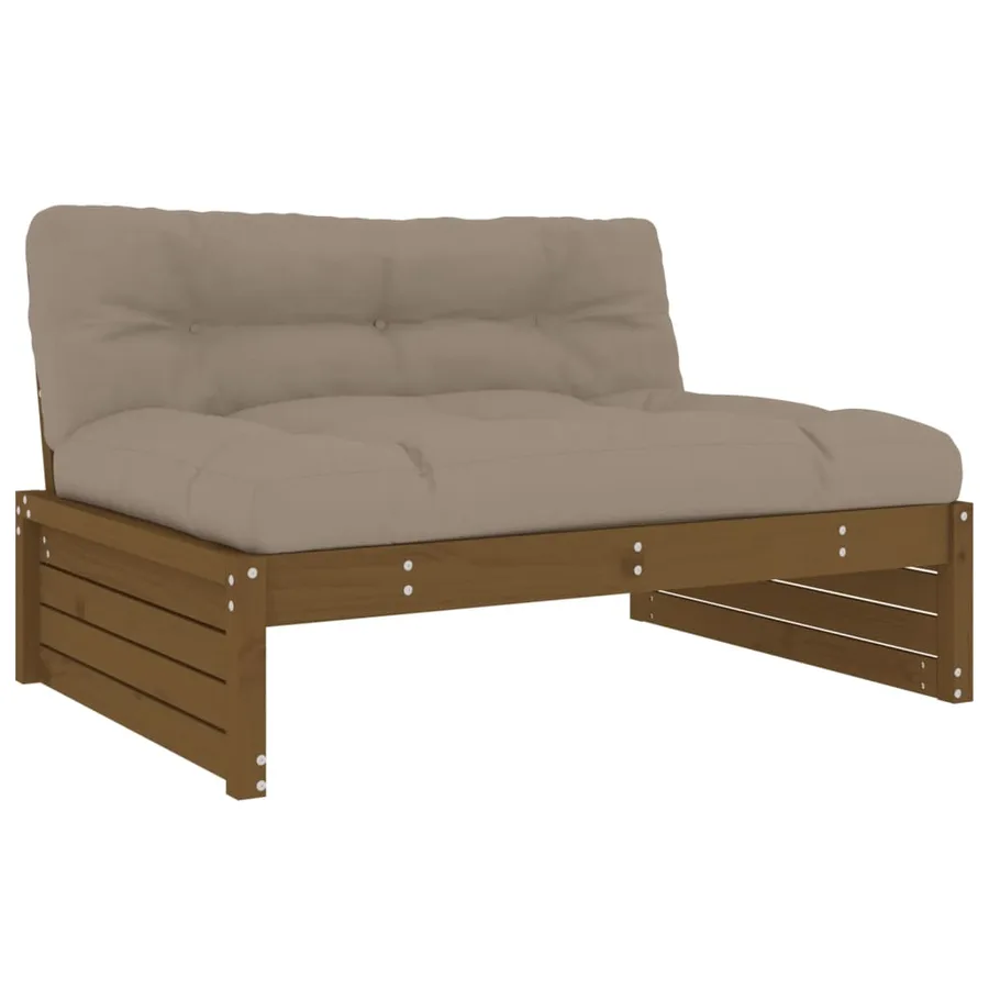 Salon de jardin 5 pcs avec coussins marron miel bois massif - 4