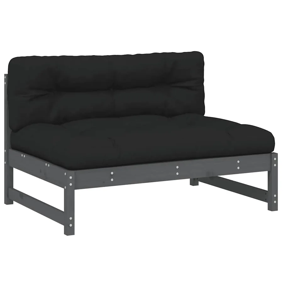 Salon de jardin 2 pcs avec coussins gris bois massif - 4