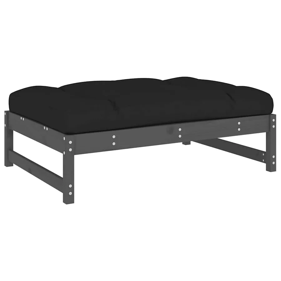 Salon de jardin 2 pcs avec coussins gris bois massif - 5