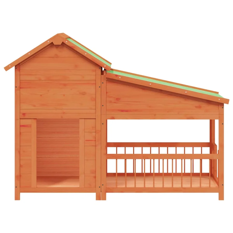 Chenil marron 143x60,5x109 cm bois de pin solide - 3