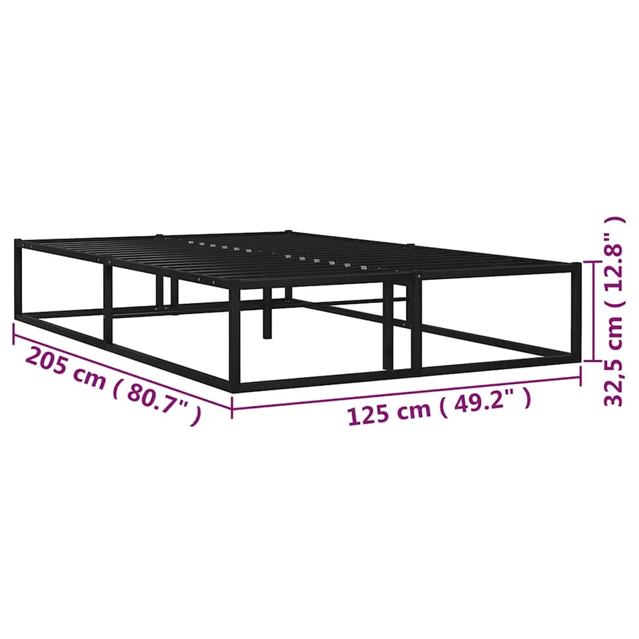 Cadre de lit sans matelas noir métal 120x200 cm - 7
