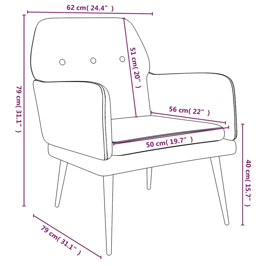 Fauteuil Marron 62x79x79 cm Velours - 8