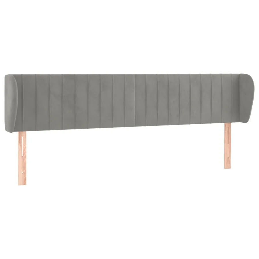 Tête de lit avec oreilles Gris clair 203x23x78/88 cm Velours - 2