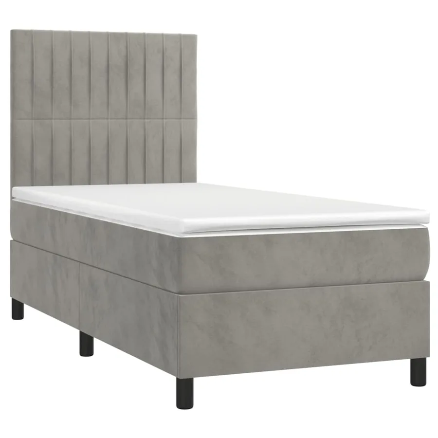 Sommier à lattes de lit avec matelas LED Gris clair 100x200 cm - 3