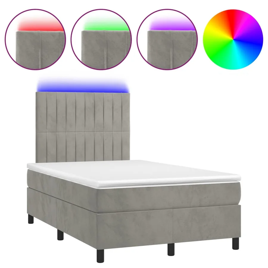 Sommier à lattes de lit avec matelas LED Gris clair 120x200 cm - 2