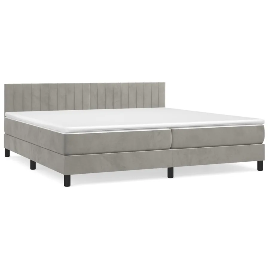 Sommier à lattes de lit et matelas Gris clair 200x200cm Velours - 2