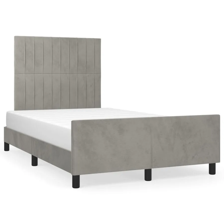 Cadre de lit sans matelas gris clair 120x200 cm velours - 2