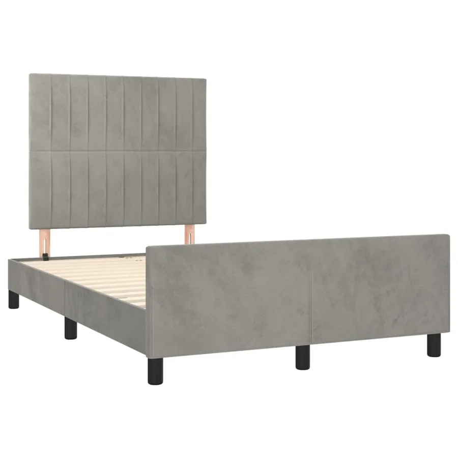 Cadre de lit sans matelas gris clair 120x200 cm velours - 4