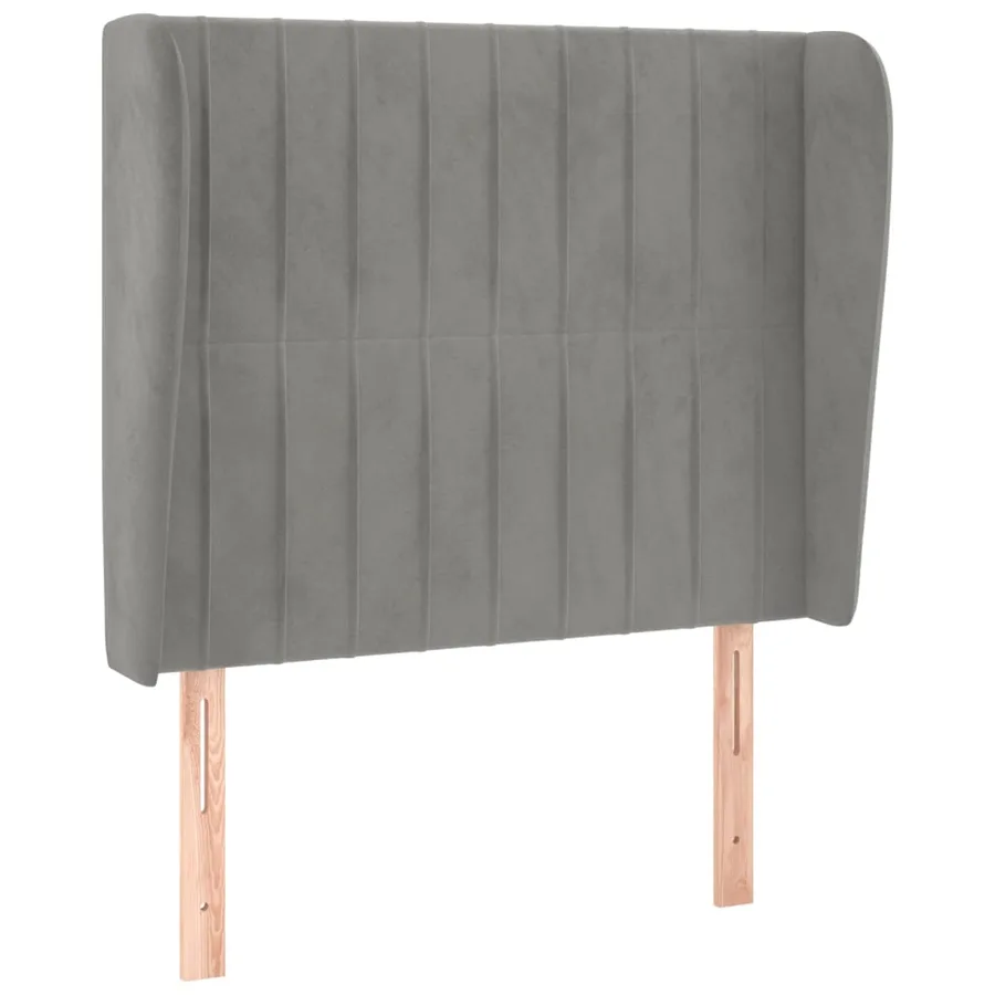 Tête de lit avec oreilles Gris clair 103x23x118/128 cm Velours - 2