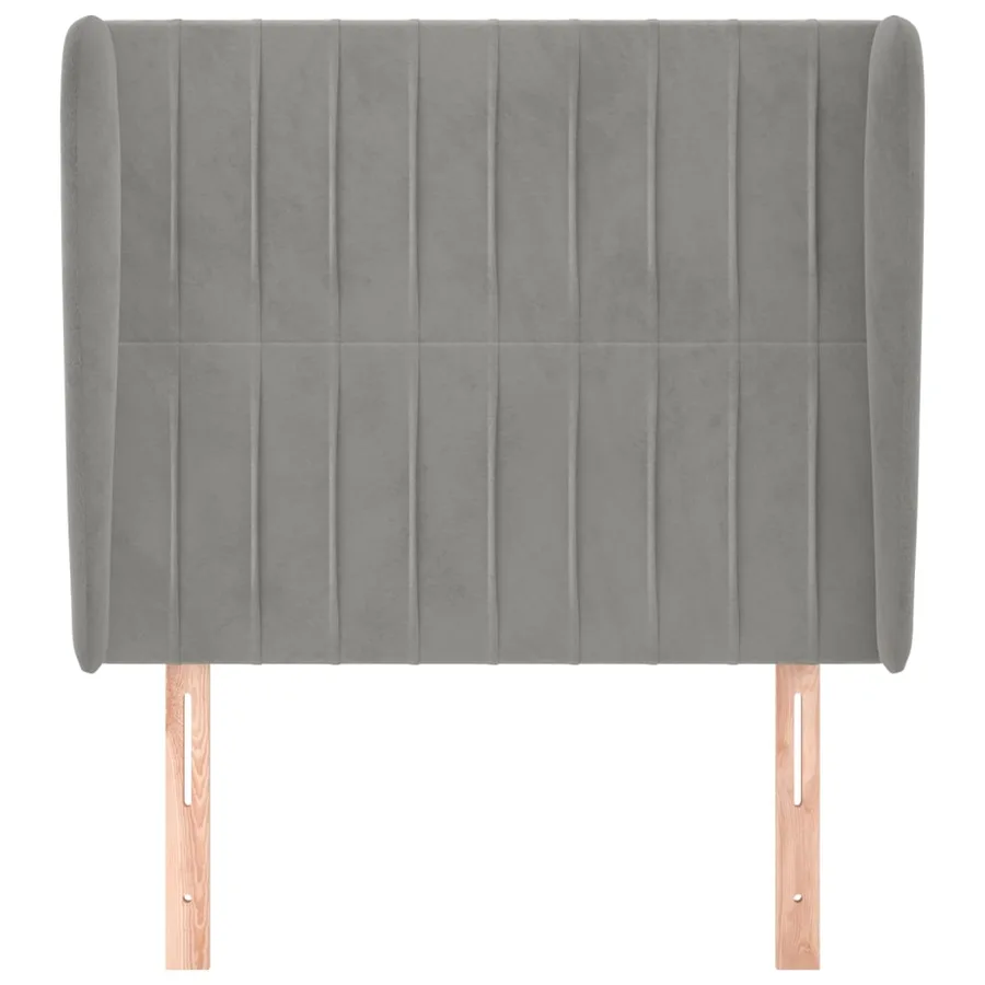 Tête de lit avec oreilles Gris clair 103x23x118/128 cm Velours - 3