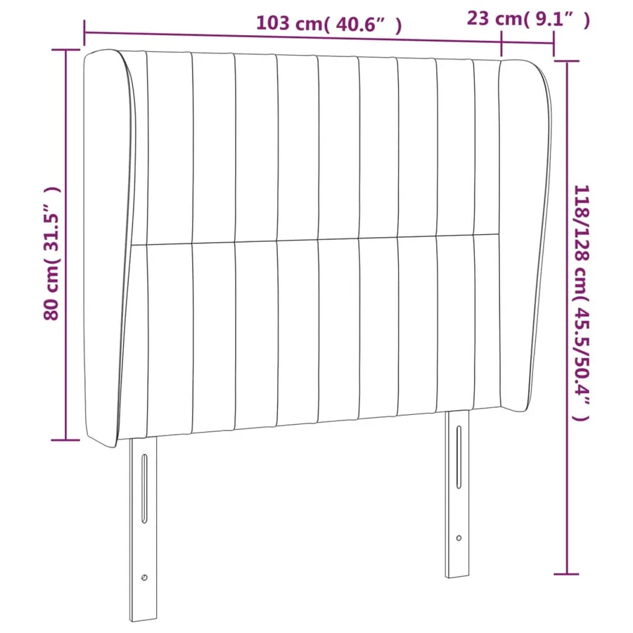 Tête de lit avec oreilles Gris clair 103x23x118/128 cm Velours - 9