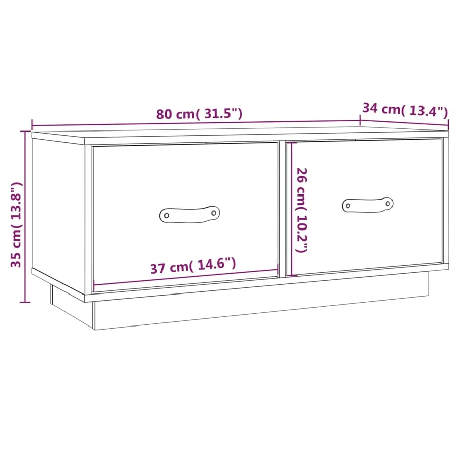 Meuble TV Gris 80x34x35 cm Bois de pin massif - 10