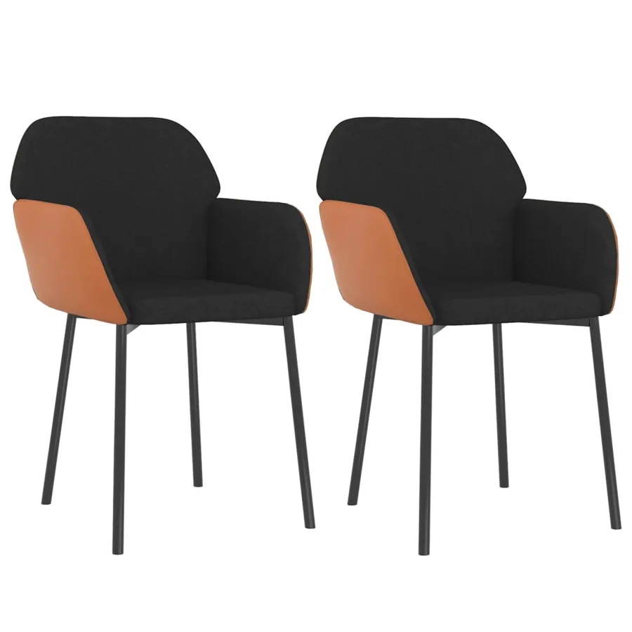 Chaises à manger lot de 2 noir tissu et similicuir - 2