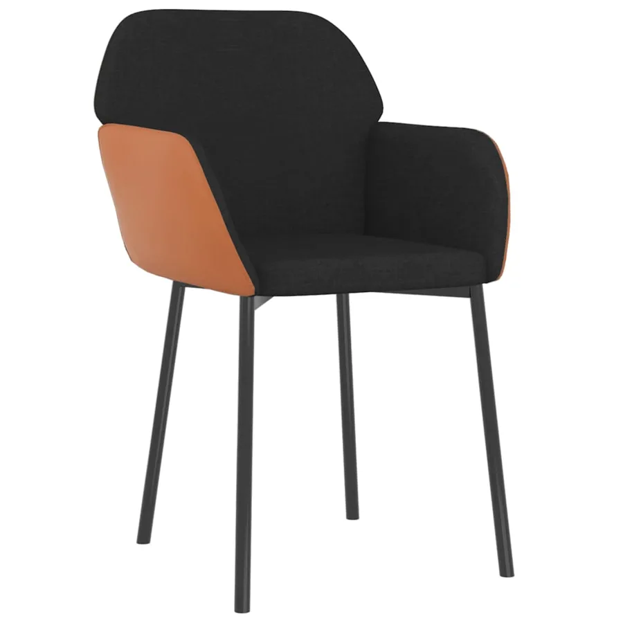 Chaises à manger lot de 2 noir tissu et similicuir - 3