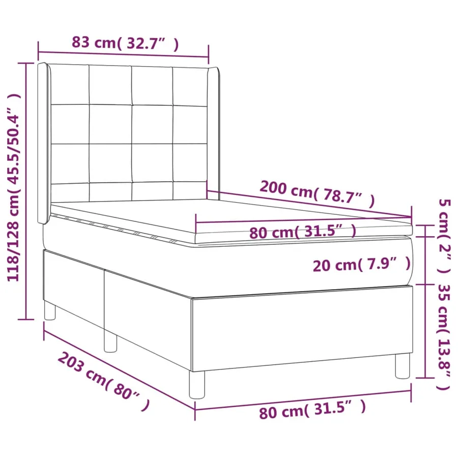 Sommier à lattes de lit et matelas et LED Gris clair 80x200cm - 8
