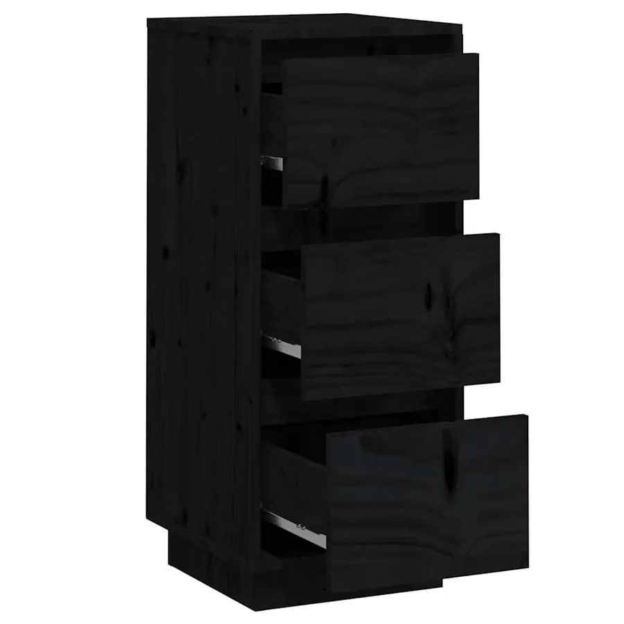 Buffets 2 pcs Noir 32x34x75 cm Bois massif de pin - 6