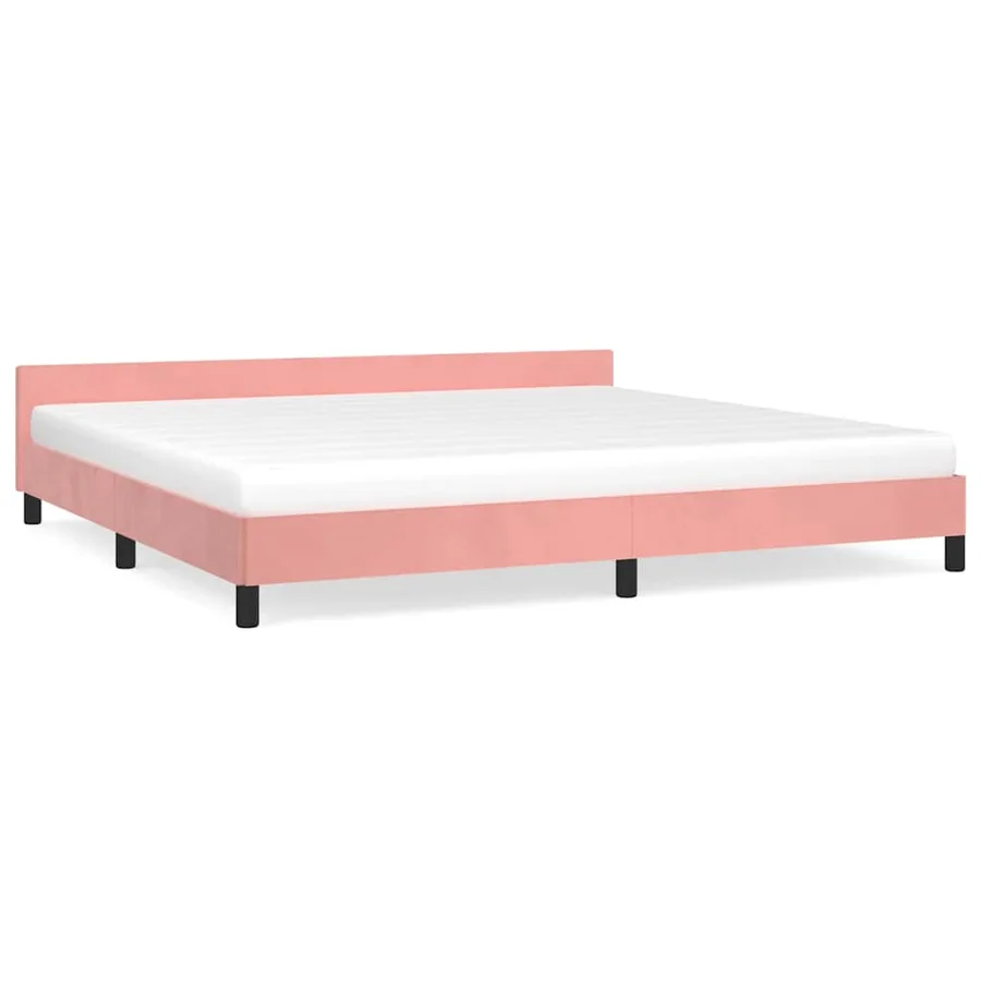 Cadre de lit et tête de lit sans matelas rose 200x200cm velours - 2