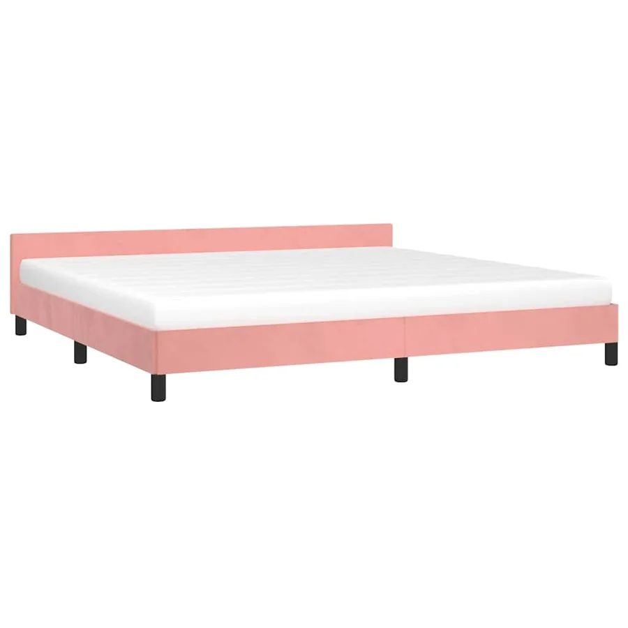 Cadre de lit et tête de lit sans matelas rose 200x200cm velours - 3