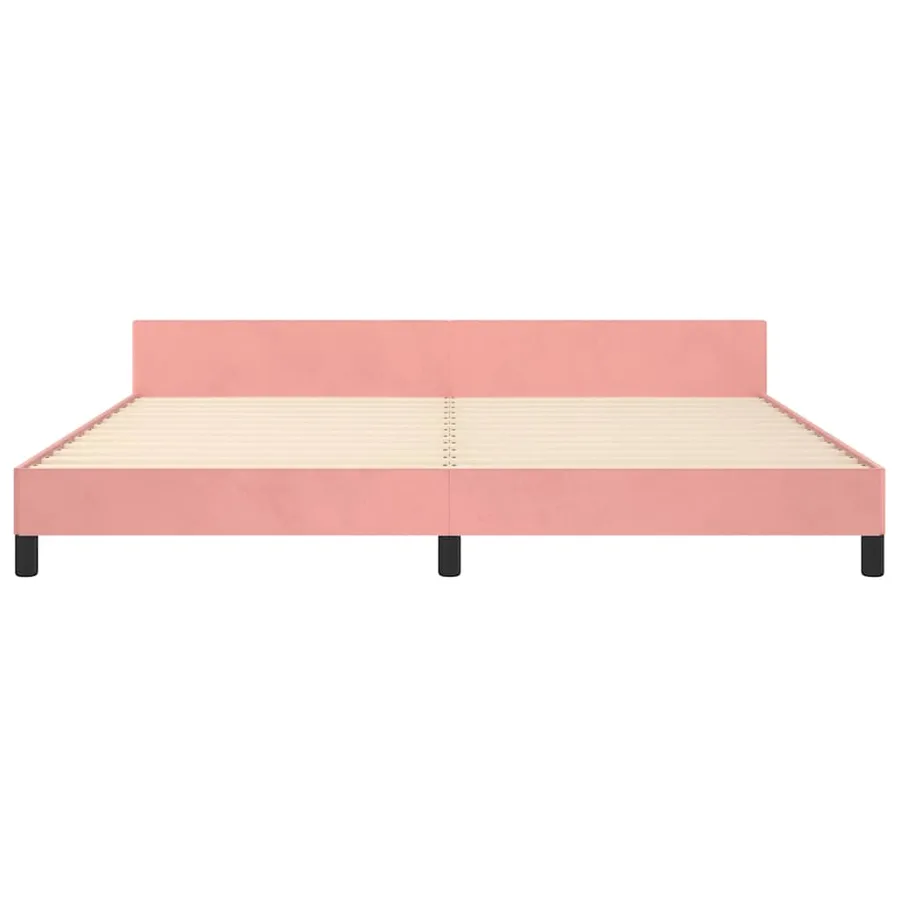 Cadre de lit et tête de lit sans matelas rose 200x200cm velours - 5
