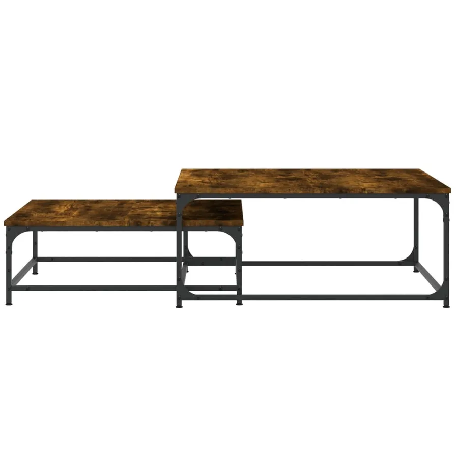 Tables basses gigognes 2 pcs chêne fumé bois d'ingénierie - 4