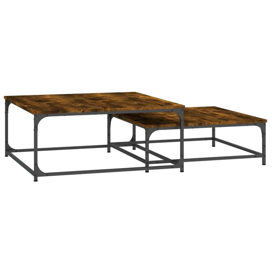 Tables basses gigognes 2 pcs chêne fumé bois d'ingénierie - 6