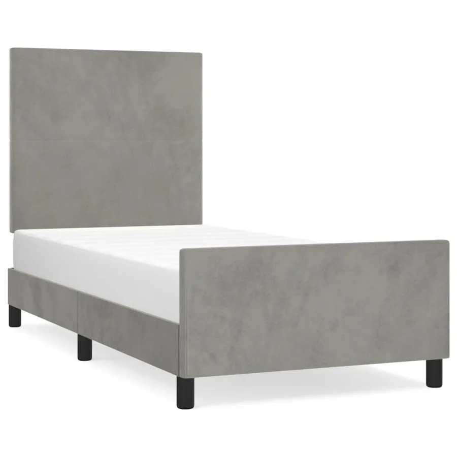 Cadre de lit sans matelas gris clair 90x200 cm velours - 2