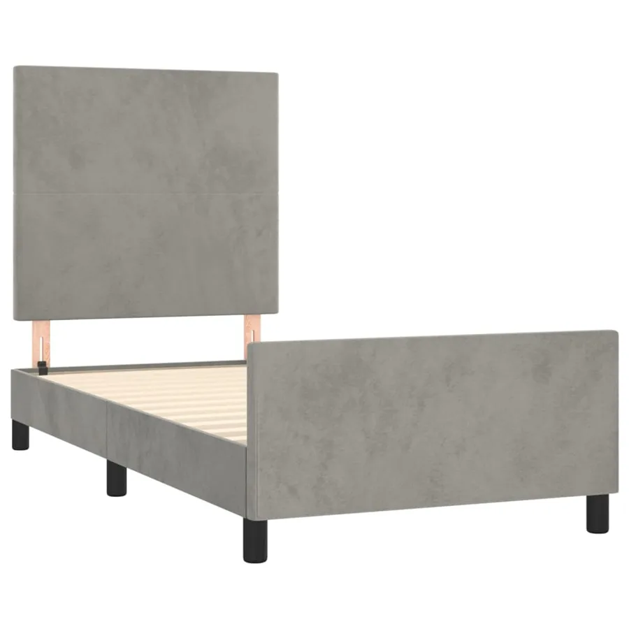 Cadre de lit sans matelas gris clair 90x200 cm velours - 4