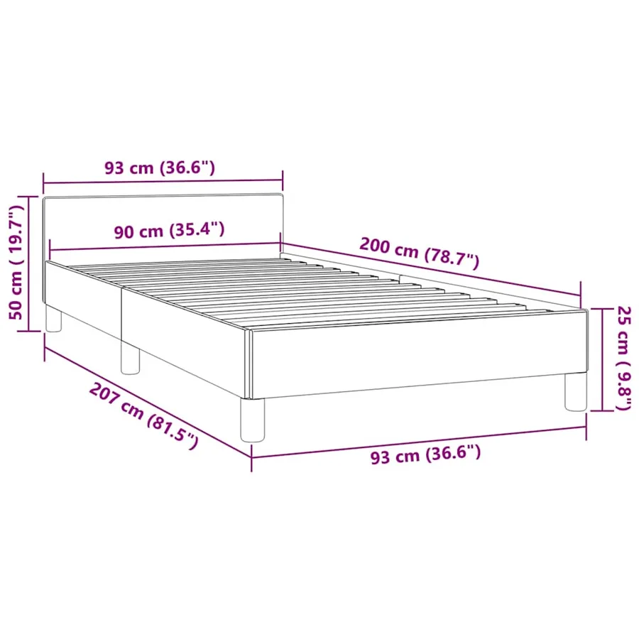 Cadre de lit sans matelas gris clair 90x200 cm velours - 9