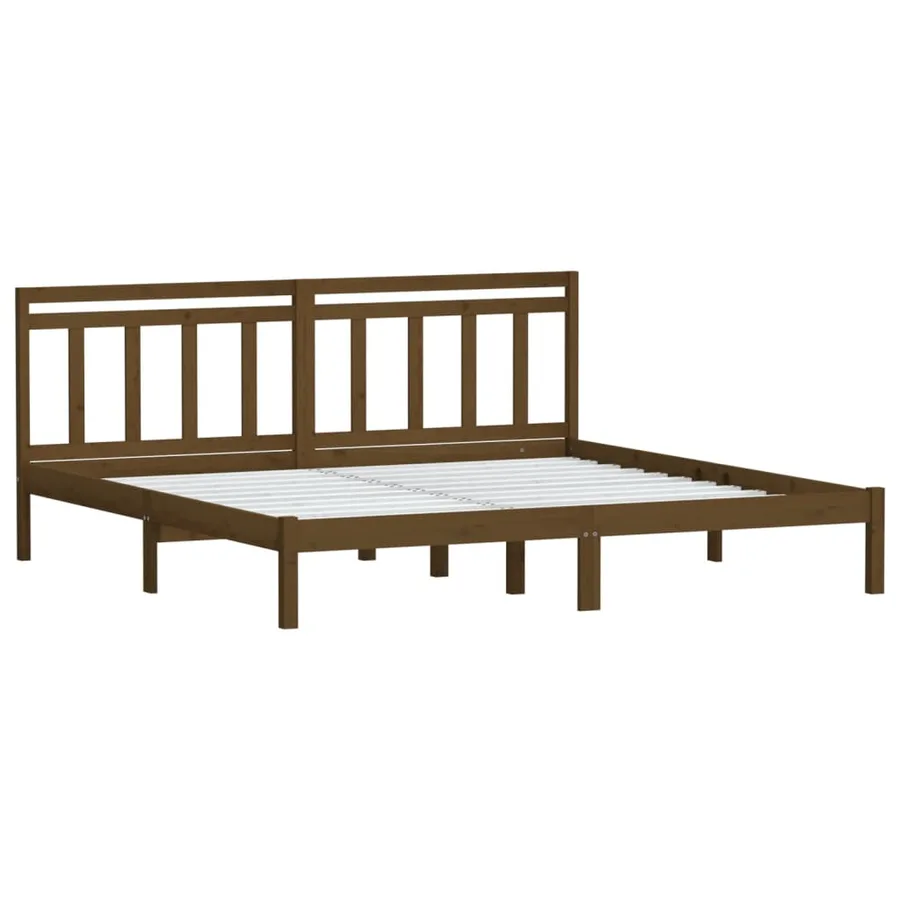 Cadre de lit sans matelas marron miel bois massif 200x200 cm - 3