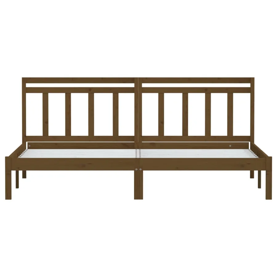 Cadre de lit sans matelas marron miel bois massif 200x200 cm - 4