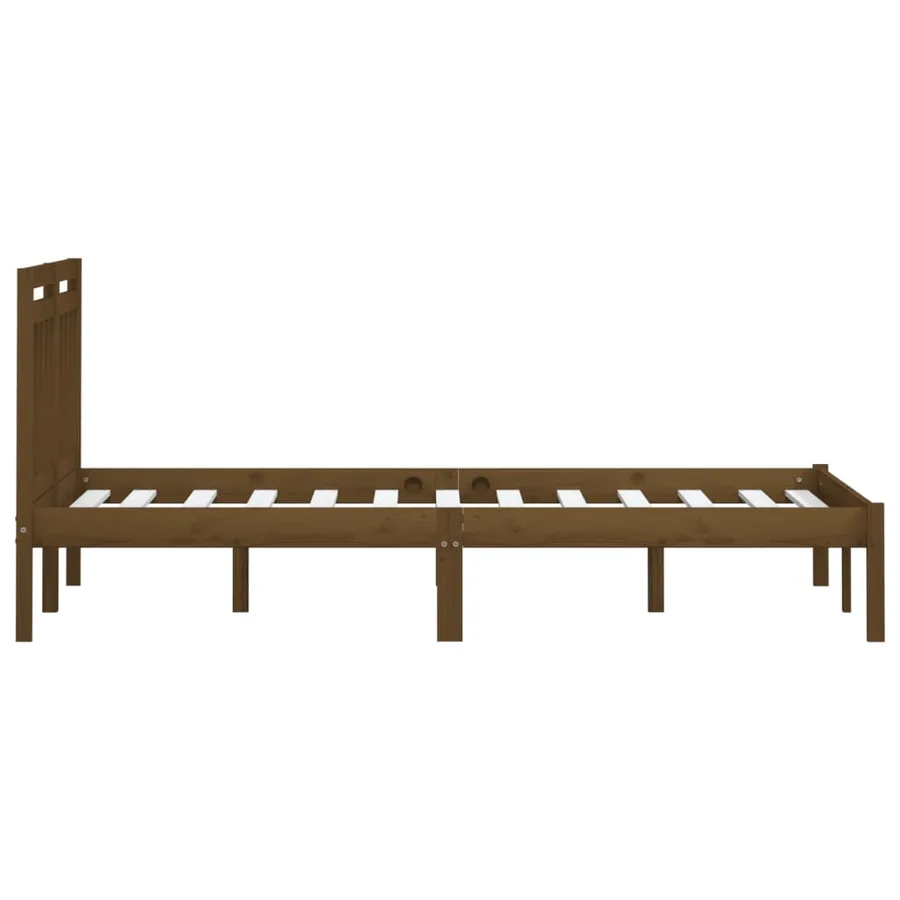 Cadre de lit sans matelas marron miel bois massif 200x200 cm - 5