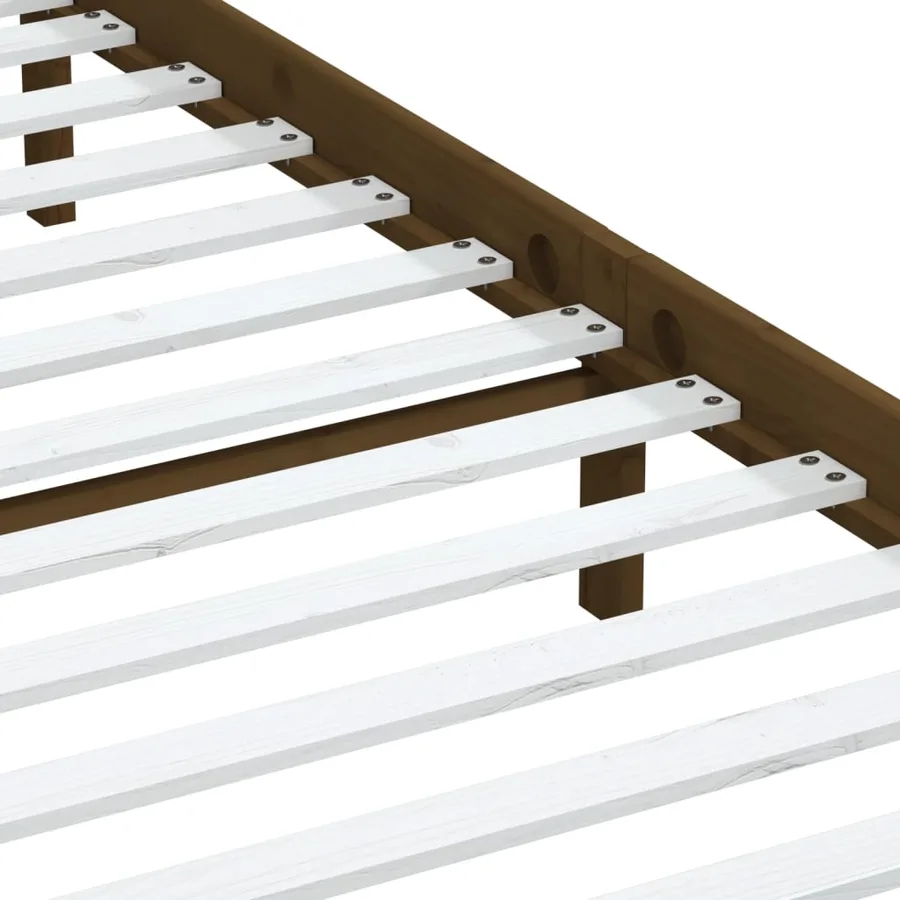 Cadre de lit sans matelas marron miel bois massif 200x200 cm - 6