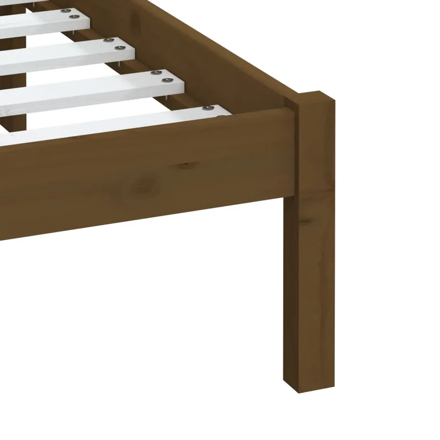 Cadre de lit sans matelas marron miel bois massif 200x200 cm - 7