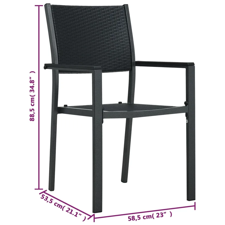 Chaises de jardin lot de 4 Noir Plastique Aspect de rotin - 9