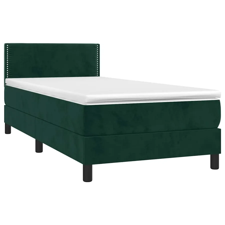Sommier à lattes de lit avec matelas et LED Vert foncé 80x200cm - 4