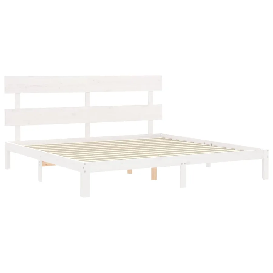 Cadre de lit sans matelas blanc bois massif de pin - 5