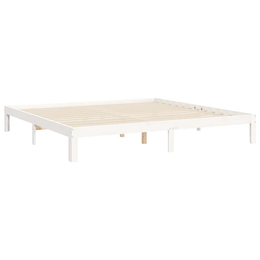 Cadre de lit sans matelas blanc bois massif de pin - 9