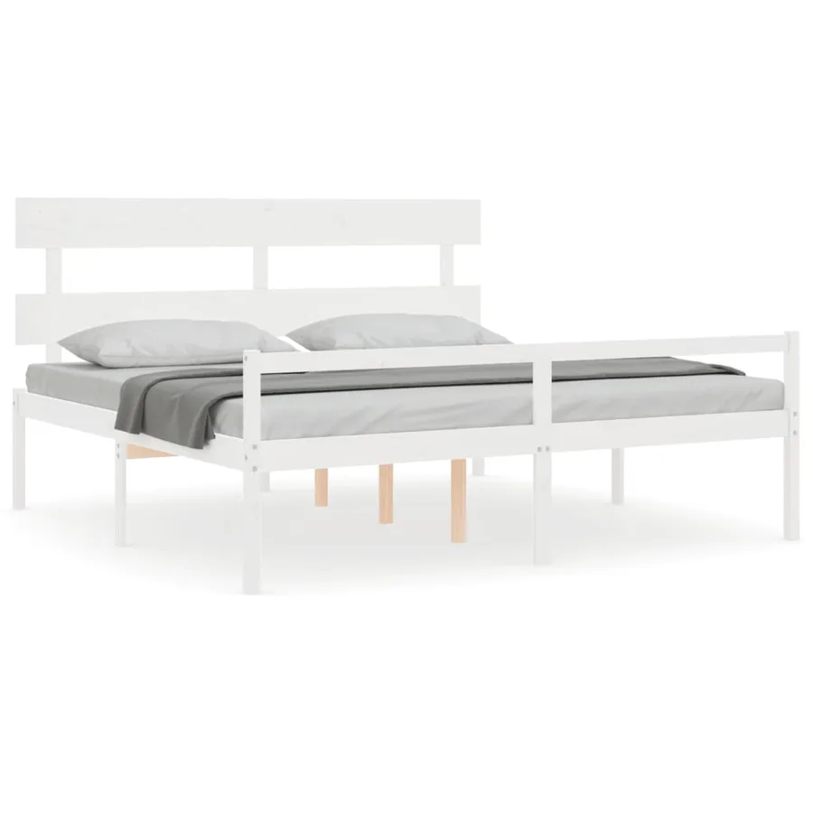 Lit pour personne âgée sans matelas blanc bois massif - 2