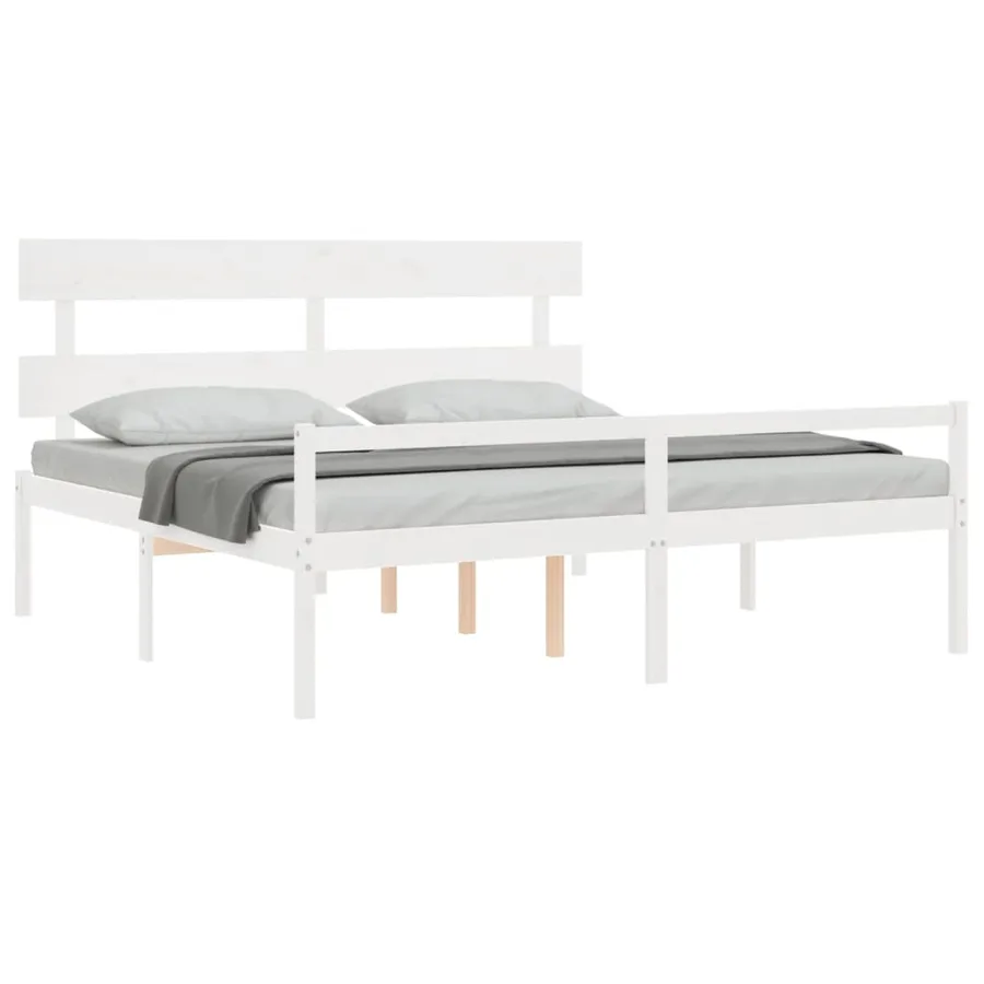 Lit pour personne âgée sans matelas blanc bois massif - 4