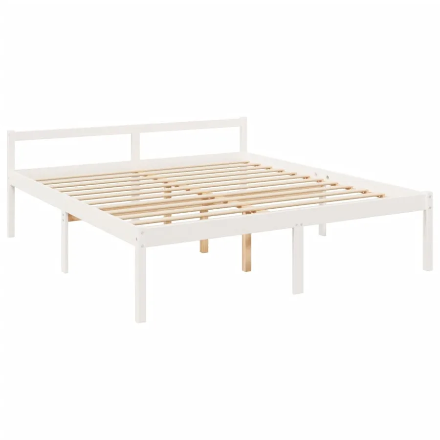 Lit pour personne âgée sans matelas blanc bois massif - 9