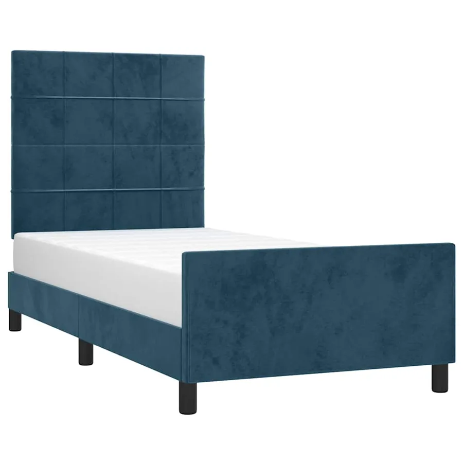 Cadre de lit sans matelas bleu foncé 90x200 cm velours - 3