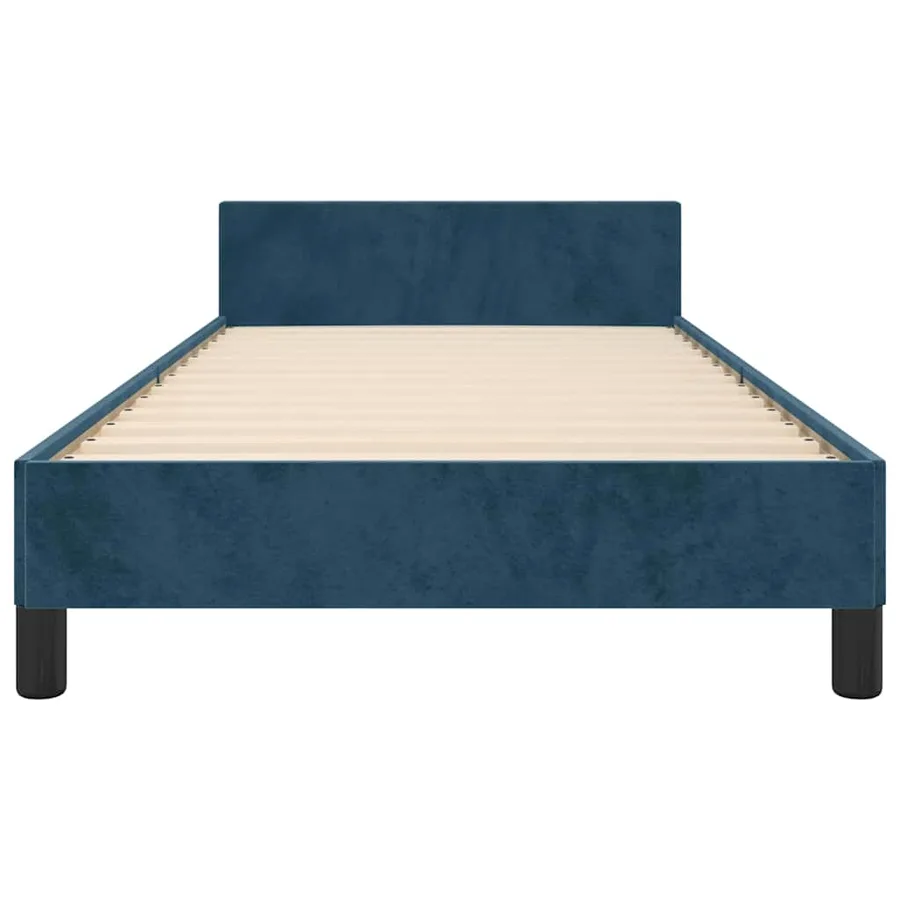 Cadre de lit sans matelas bleu foncé 90x200 cm velours - 6