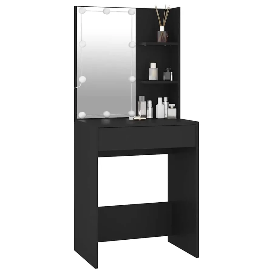 Coiffeuse avec LED Noir 60x40x140 cm - 12