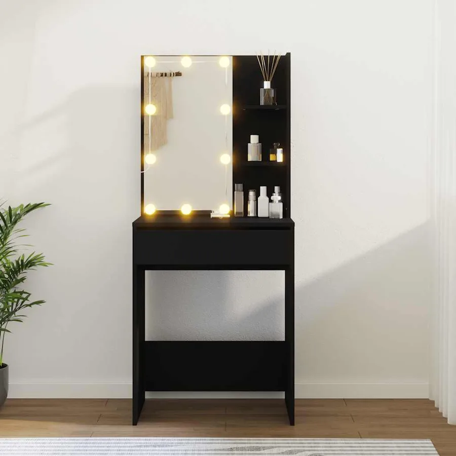 Coiffeuse avec LED Noir 60x40x140 cm - 13