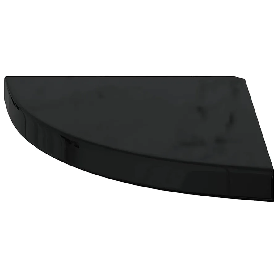 Étagères d'angle flottantes 2pcs noir brillant 35x35x3,8 cm MDF - 6