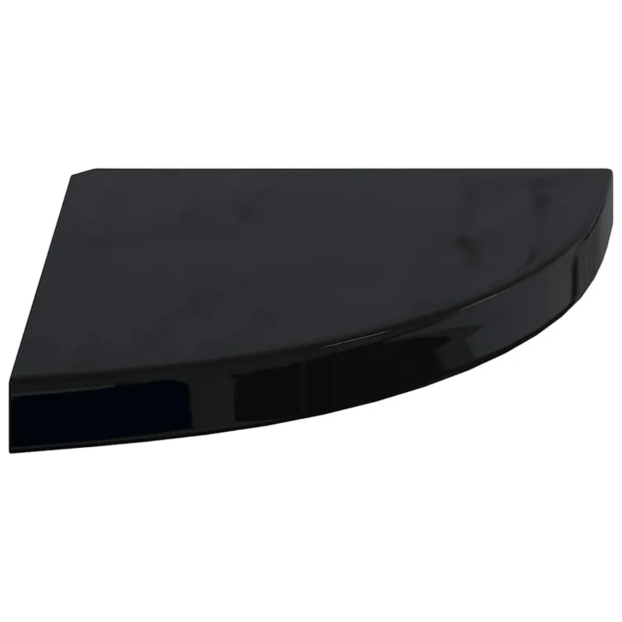 Étagères d'angle flottantes 2pcs noir brillant 35x35x3,8 cm MDF - 7